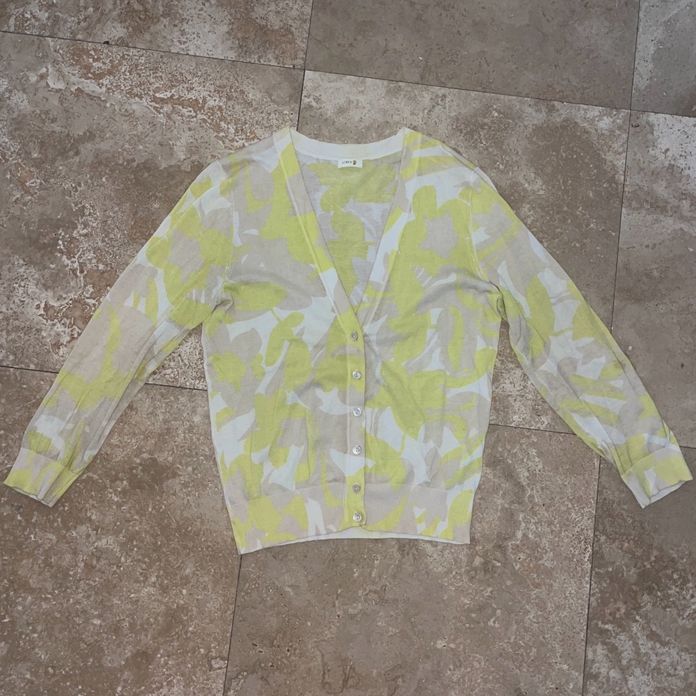 J. Crew Abstract Leaves Print Cardigan